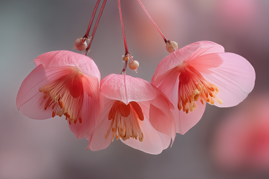 Delicate pink Japanese bush clover flowers swaying gently in the breeze